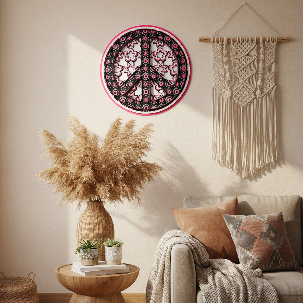 Peace Sign Dimensional Mosaic Wall Hanging - boho lifestyle wall display