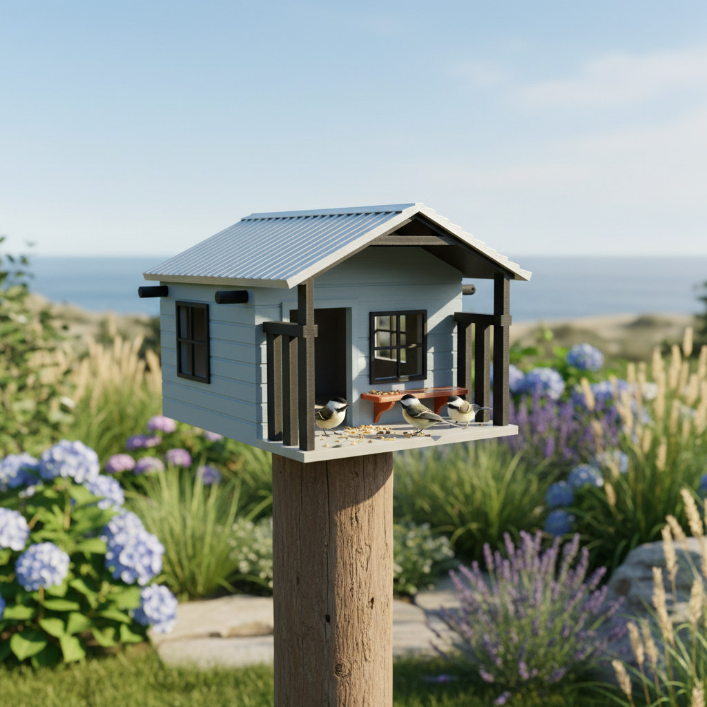 Heritage Farmhouse Bird Feeder - coastal blue grey