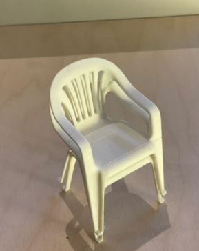 3D printed miniature classic lawn chair side view