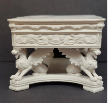 Miniature griffin library table - front view white