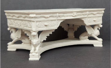 Miniature griffin library table - side view white