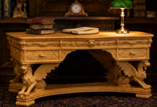 Miniature griffin library table - full size reference