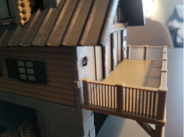 Log Cabin Chalet Architecture Model - deck and railing detail