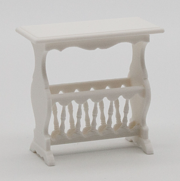 1:12 scale miniature magazine rack angle view