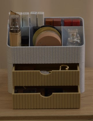 Ribbed Desk & Vanity Organizer with Drawers – 3D Printed Makeup & Stationery Storage