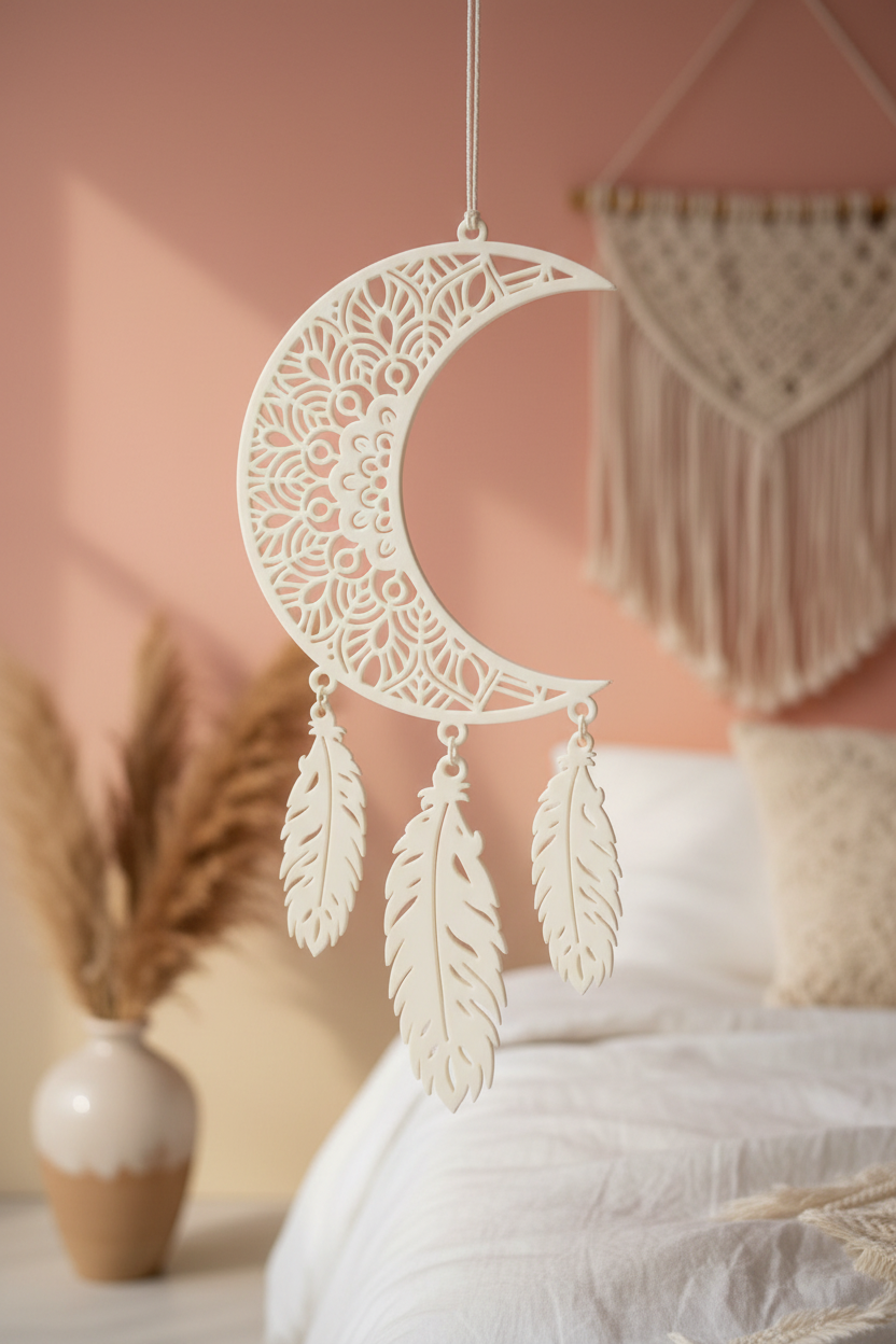 Mandala Moon Dream Catcher – 3D Printed