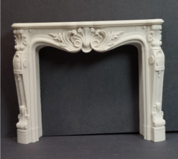 French Rococo Shell Mantel - front three-quarter angle