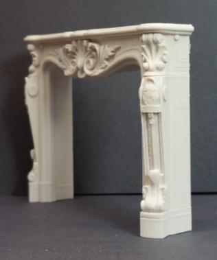 French Rococo Shell Mantel - mantelshelf top view showing relief detail