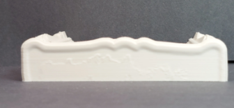 French Rococo Shell Mantel - close up side angle corbel and leg detail