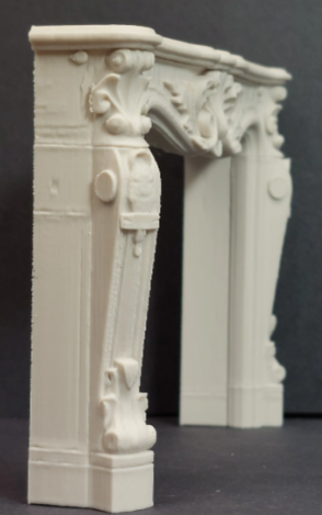 French Rococo Shell Mantel - alternate side angle view