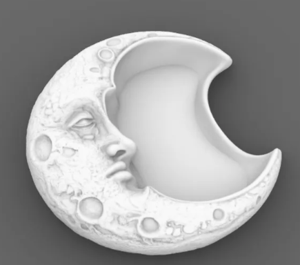 Gothic crescent moon jewelry tray white front view