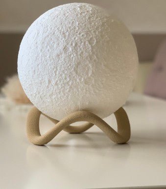 Moon Lamp with Wavy Stand – 3D Printed