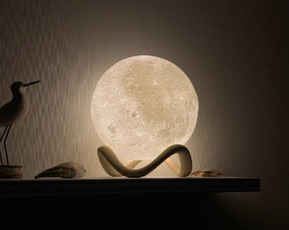 Moon Lamp with Wavy Stand – 3D Printed
