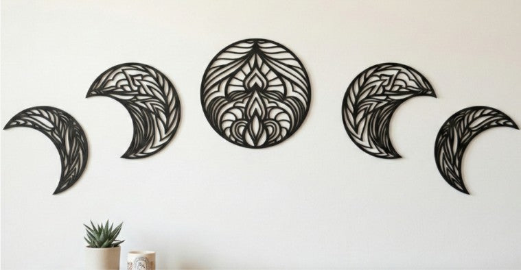 Celestial Moon Phase Wall Art - 5 pc Set