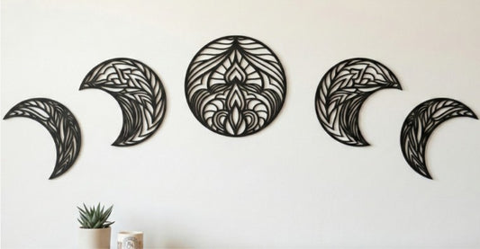 Celestial Moon Phase Wall Art - 5 pc Set