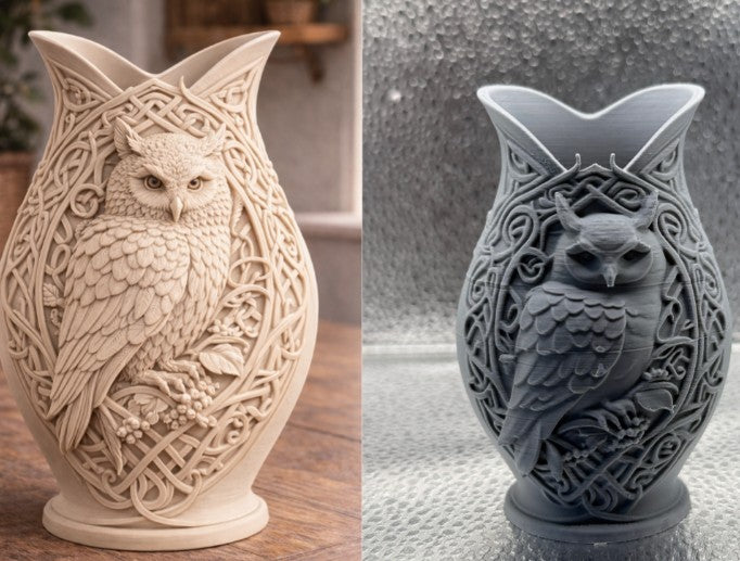 Celtic Owl Vase – 3D Printed Boho Mystic Decor