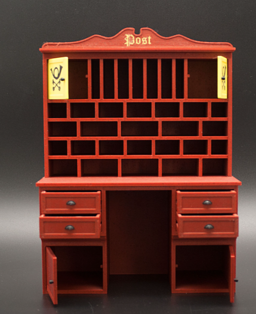 Miniature post office cabinet 3/4 angle view