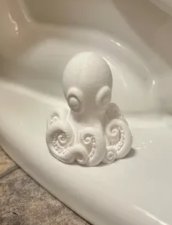 Octopus toilet screw buddy white 3D printed