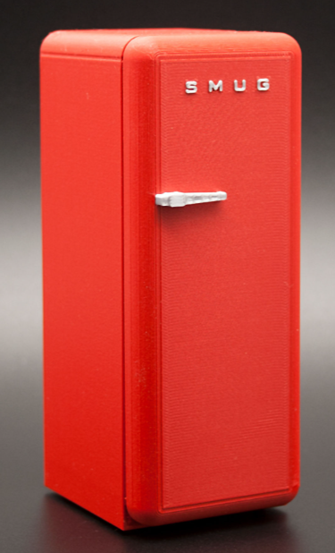 Miniature Retro Refrigerator – SMUG | 1:12 Dollhouse Scale
