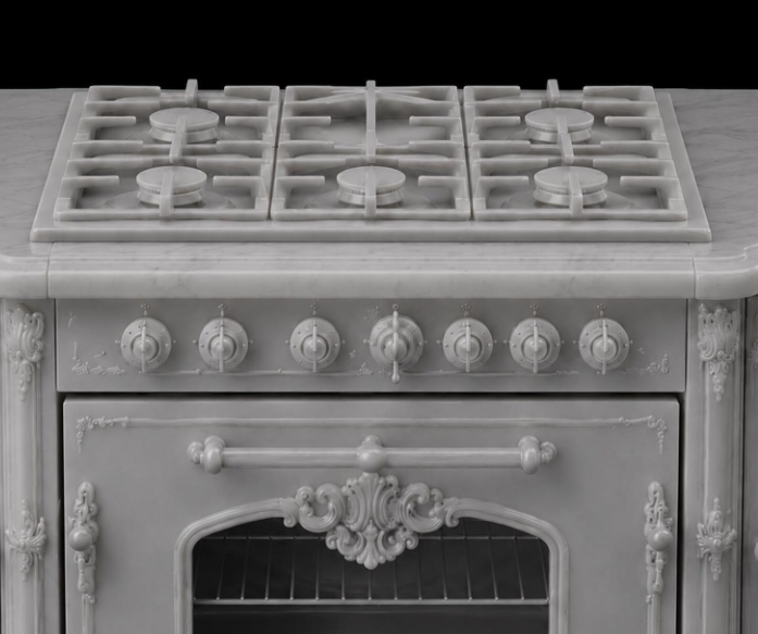 Rococo ornate stove additional view