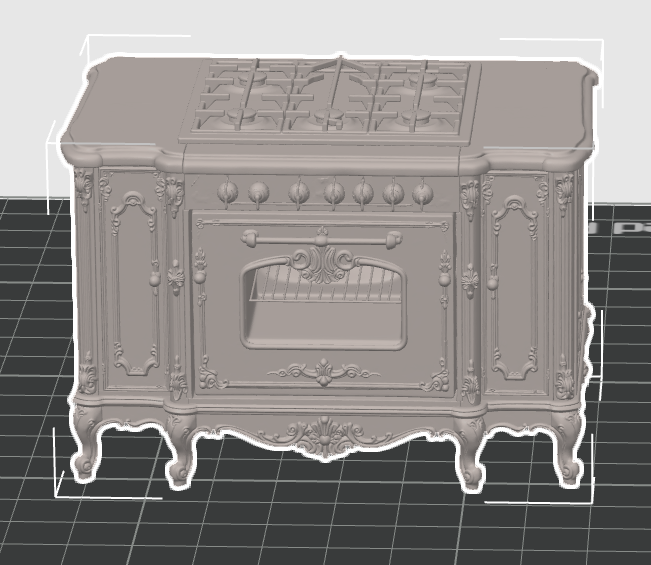 Rococo ornate stove 3D model render