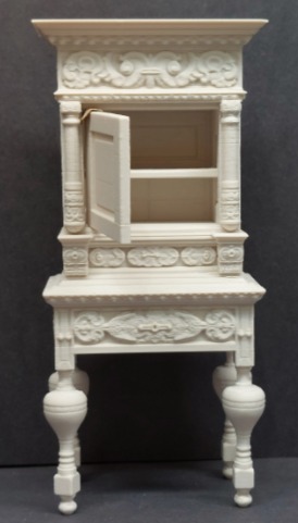 Miniature baroque cabinet open showing interior
