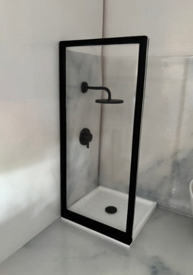 1:12 Scale Modern Corner Shower Set — 3D Printed Dollhouse Bathroom