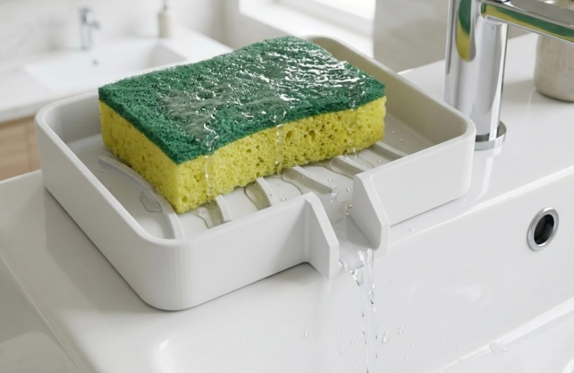 Smart Flow Self-Draining Soap Dish & Sponge Holder – 3D Printed