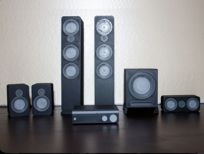 1:12 scale miniature surround sound system product photo
