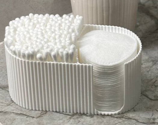 Ribbed Cotton Swab & Cotton Pad Holder Organizer - 3D Printed