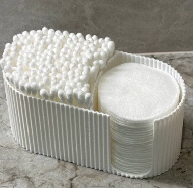Ribbed Cotton Swab & Cotton Pad Holder Organizer - 3D Printed