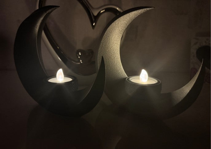 Crescent Moon Tea Light Holder - 3D Printed