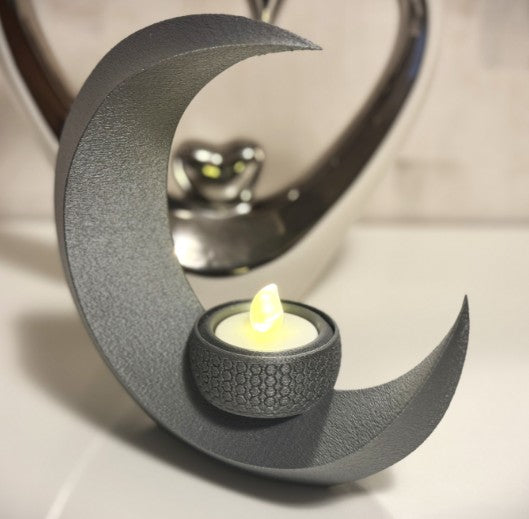 Crescent Moon Tea Light Holder - 3D Printed
