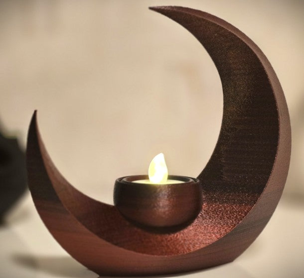 Crescent Moon Tea Light Holder - 3D Printed