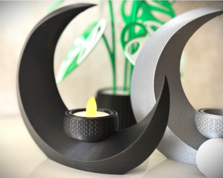 Crescent Moon Tea Light Holder - 3D Printed