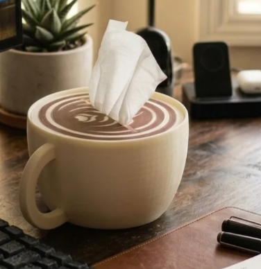 Cappuccino Tissue Dispenser – 3D Printed Latte Art Tissue Box Cover