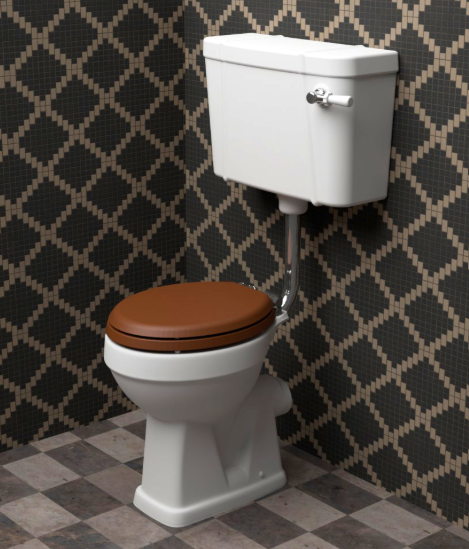 1:12 Scale Classic Miniature Toilet with Wood Seat | Dollhouse Miniatures