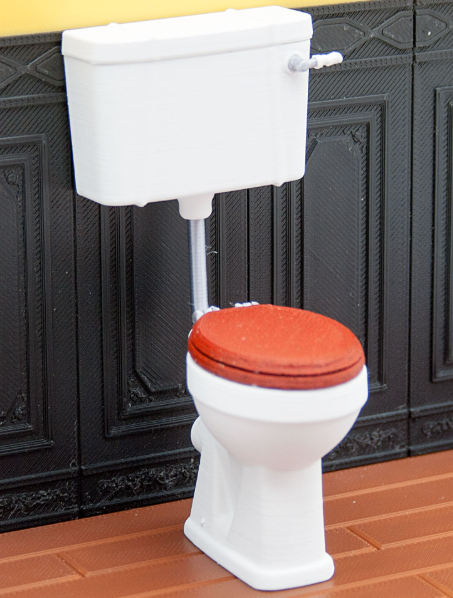 1:12 Scale Classic Miniature Toilet with Wood Seat | Dollhouse Miniatures