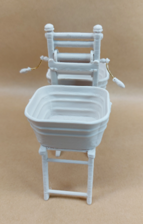 Miniature Antique Laundry Set | Wringer & Wash Tubs | 1:12 Scale 3D Printed Dollhouse Accessory